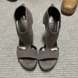 Stuart Weitzman Taupe Open-Toe Heels